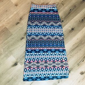 Tribal Stretch Geometric Maxi Skirt